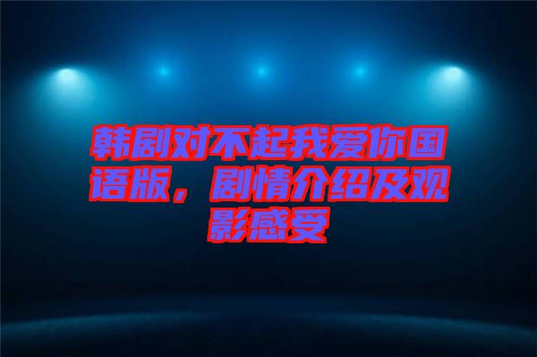 韓劇對不起我愛你國語版，劇情介紹及觀影感受