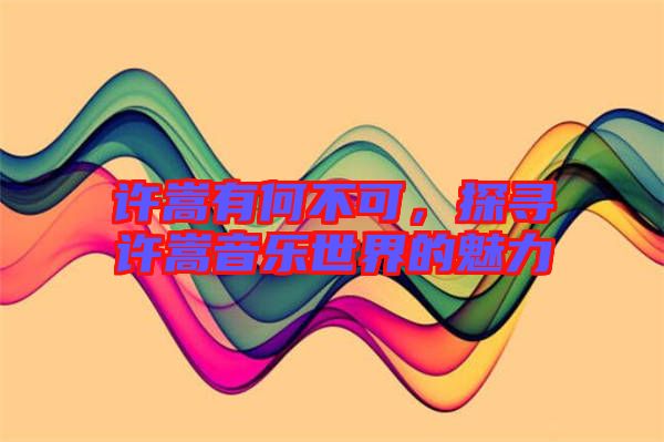 許嵩有何不可，探尋許嵩音樂世界的魅力