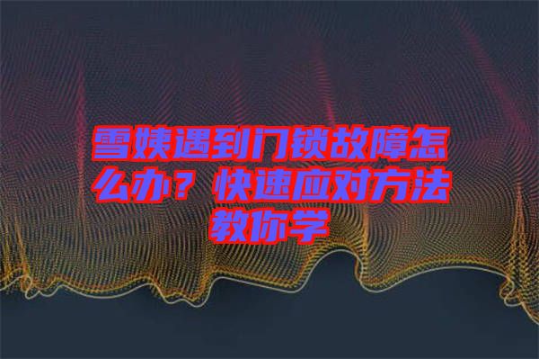 雪姨遇到門鎖故障怎么辦？快速應(yīng)對方法教你學(xué)