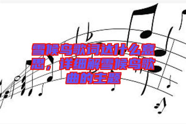 雪候鳥歌詞達(dá)什么意思，詳細(xì)解雪候鳥歌曲的主題