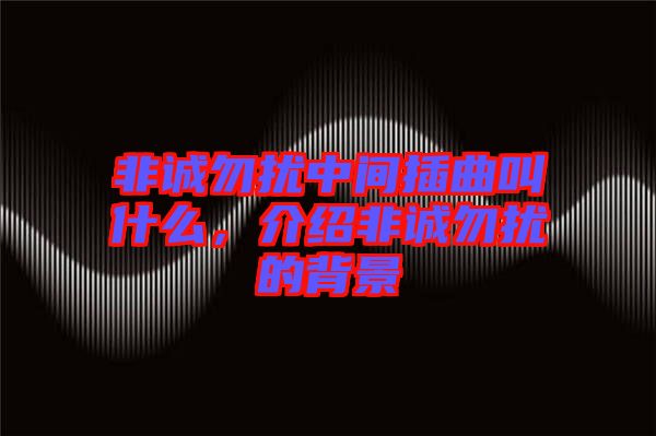 非誠(chéng)勿擾中間插曲叫什么，介紹非誠(chéng)勿擾的背景