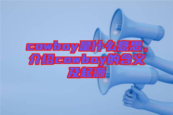 cowboy是什么意思，介紹cowboy的含義及起源