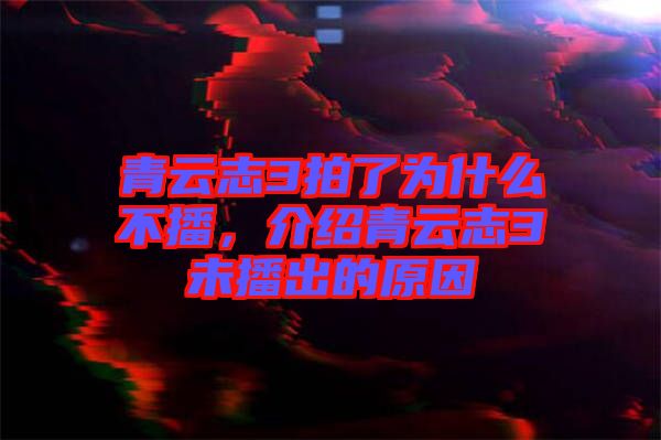青云志3拍了為什么不播，介紹青云志3未播出的原因